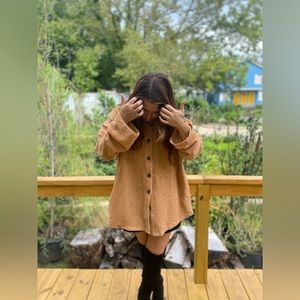 Mustard corduroy shacket